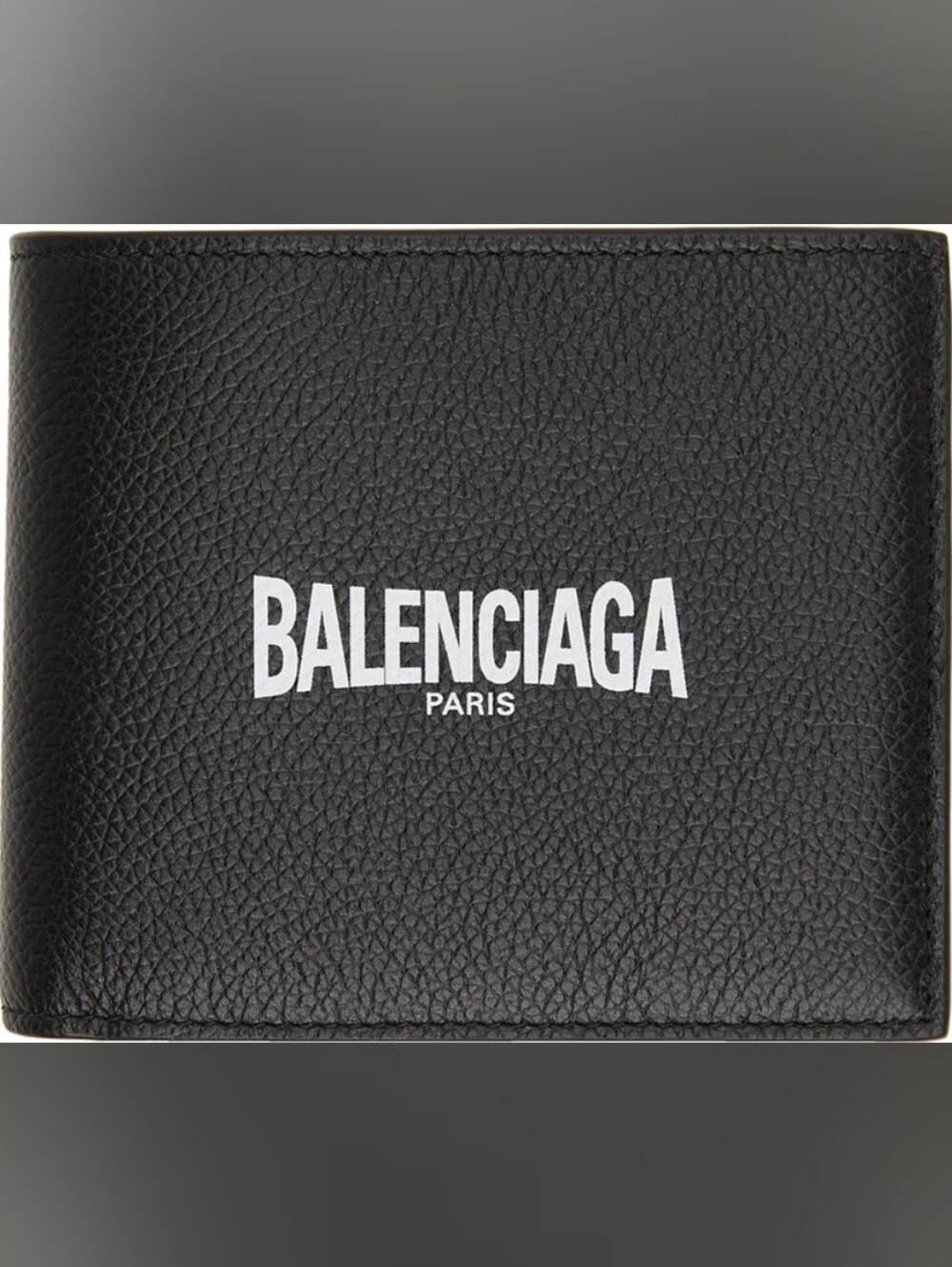 Balenciaga Black Leather Wallet with White Logo